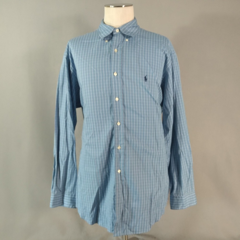 Polo Ralph Lauren shirt men's XL extra-large Yarmouth blue plaid preppy